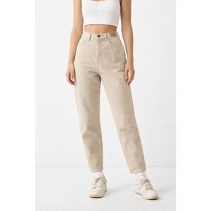 Late 1980s–Early 1990s Lee High-Waist Cream Beige Cotton Mom Jeans 28" waist